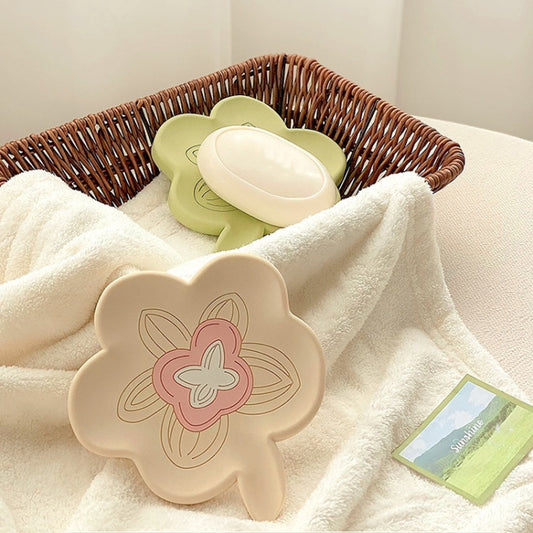 Bathroom Infused Silicone Soap Dispenser Household Non-Slip Soap Drainage Holder(Beige) by bashfashion