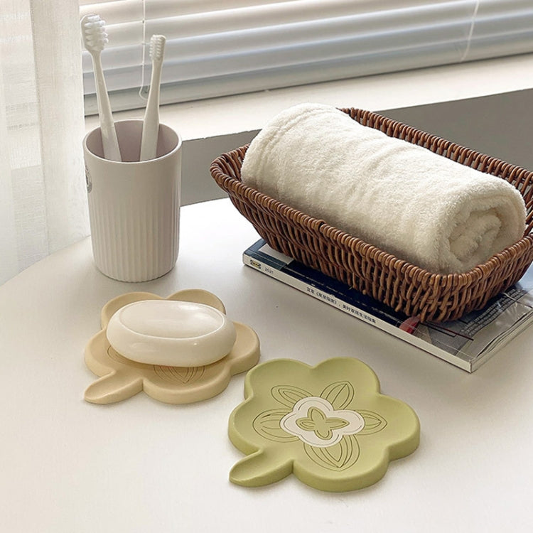 Bathroom Infused Silicone Soap Dispenser Household Non-Slip Soap Drainage Holder(Beige) by bashfashion