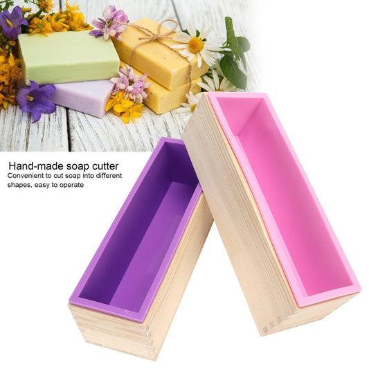 1200ml DIY Handmade Soap Mold Rectangular Wooden Box Cold Soap Mold, Specification: Wooden Box+Pink Toast Mold+Cover by bashfashion