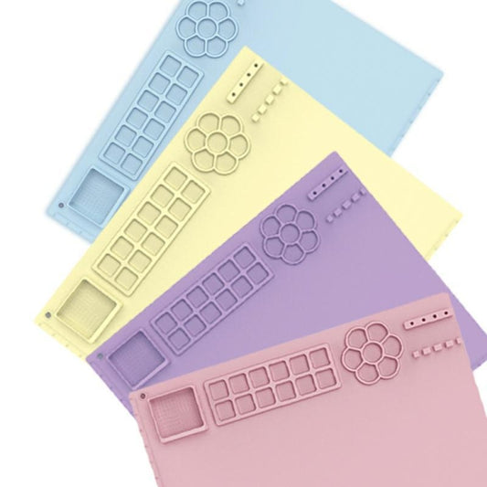 50x40cm Silicone Painting Pad With Paint Holder Art Mat For Drawing Clay(Pink) by bashfashion