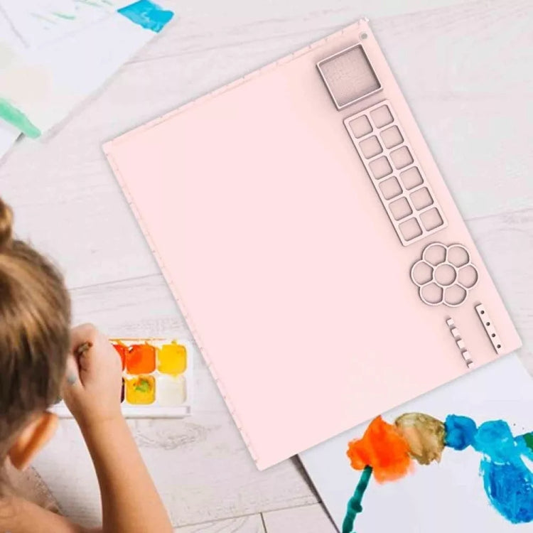 50x40cm Silicone Painting Pad With Paint Holder Art Mat For Drawing Clay(Pink) by bashfashion