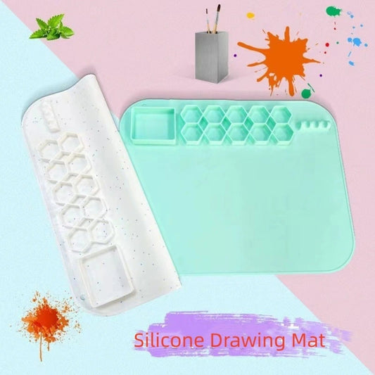 40 x 50cm Square Silicone Painting Pad Art Mat for Drawing Clay(Sky Blue) by bashfashion