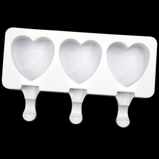 3 Grids Heart Shape Ice Cream Model DIY Pudding Mold Without Stick(White) by bashfashion