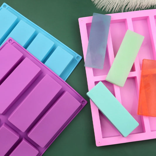 8 Grids Rectangular Silicone Handmade Soap Mould DIY Aromatherapy Mould(Pink) by bashfashion