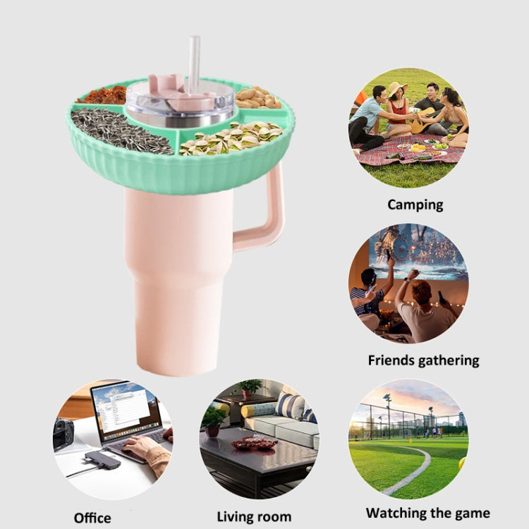 For Stanley Quencher 40oz Tumbler With Handle Snack Tray Silicone Reusable Snack Container(Orange) by bashfashion