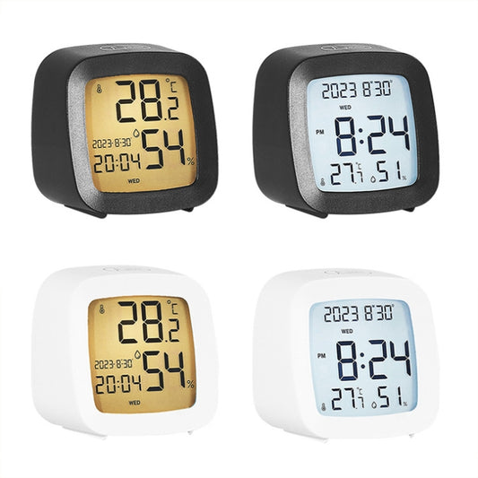 Multifunctional Temperature and Humidity LCD Clock Home Bedside Alarm Clock(2205 Black) by bashfashion