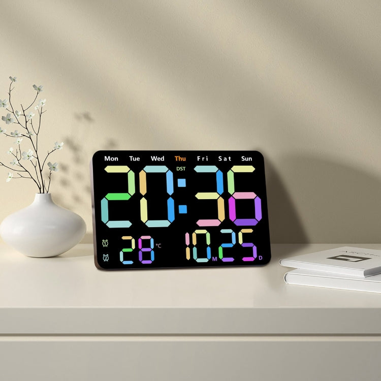 Multifunctional LED Digital Display Electronic Wall Clock Living Room Silent Alarm Clock, Color: Orange by bashfashion