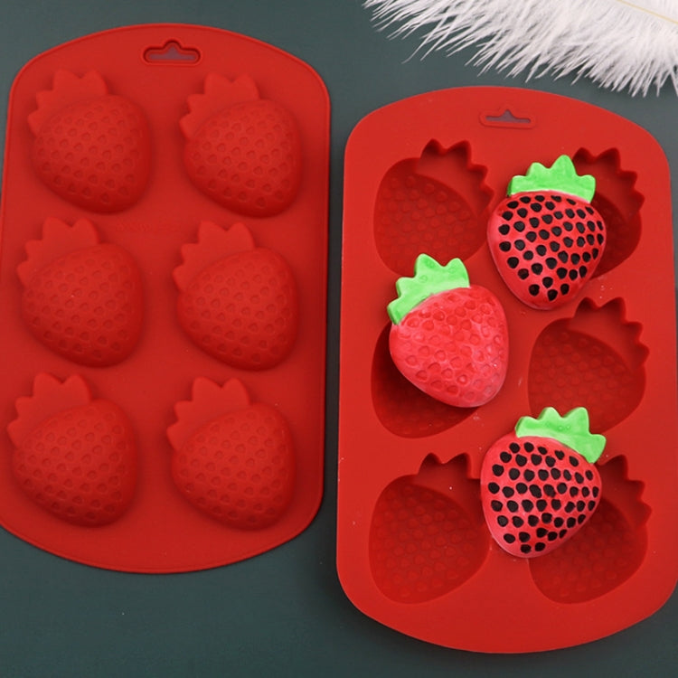 6 Grids Strawberry Silicone Cake Mold Baking DIY Chocolate Mould(Red) by bashfashion