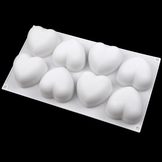 8 Grids Heart Silicone Chocolate Mold Handmade Aroma Soap Mould(White) by bashfashion
