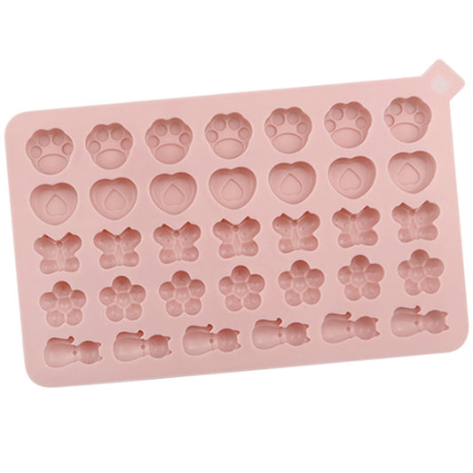 34 Grids Cats Butterfly Flower Silicone Mould DIY Cookie And Candy Decoration Molds(Pink) by bashfashion