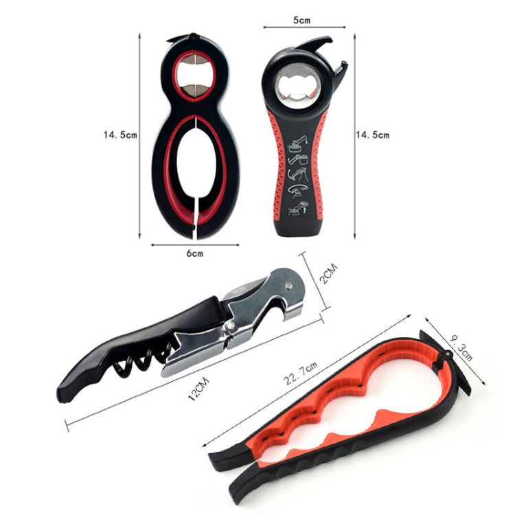 Multifunctional 4 In 1 Bottle Opener Household Saving Force Opener Style 2 (Black Red) by bashfashion