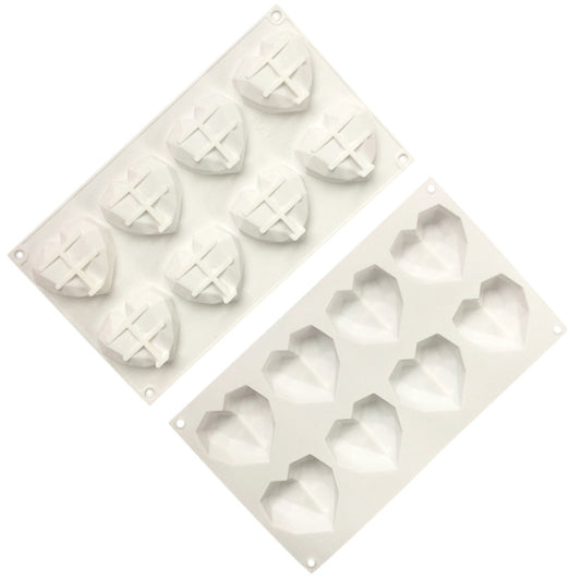 8 Grids Two Rows Heart Chocolate Mould DIY Baking Cake Tools(White) by bashfashion