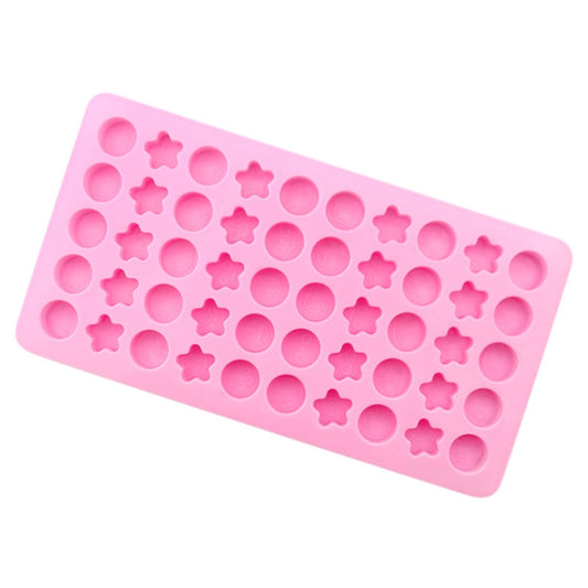 50 Grids Round Pentagram Chocolate Fondant Drip Cookie Molds DIY Jelly Pudding Mould(Pink) by bashfashion