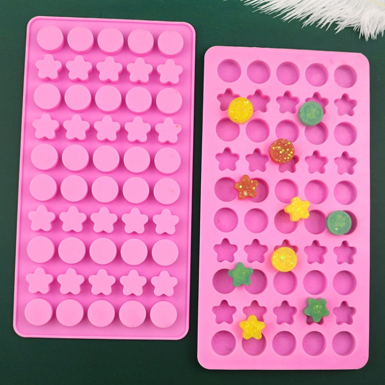 50 Grids Round Pentagram Chocolate Fondant Drip Cookie Molds DIY Jelly Pudding Mould(Pink) by bashfashion