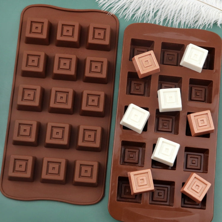 15 Grids Square Soap Mould DIY Silicone Chocolate Mold(Chocolate Color) by bashfashion
