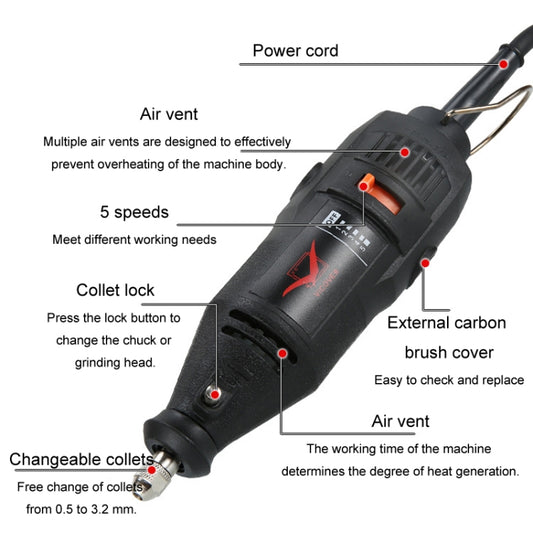 VICOVER Small Adjustable Speed Electrical Grinder Set Jade Carving Pen Polishing Tool EU Plug, Model: 78pcs Parts+Soft Shaft by VICOVER