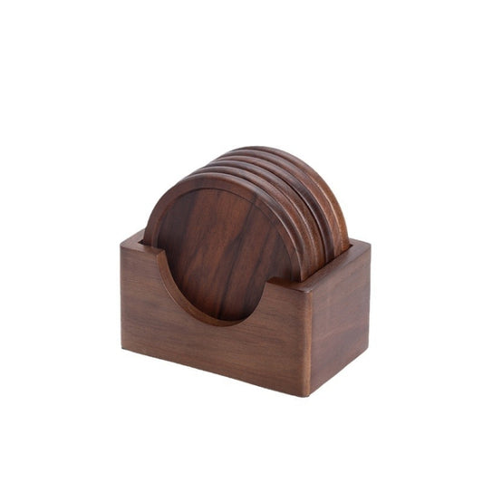 6pcs /Set Walnut Coaster Wooden Tea Ceremony Tray Coffee Cup Solid Wood Insulation Pad by bashfashion