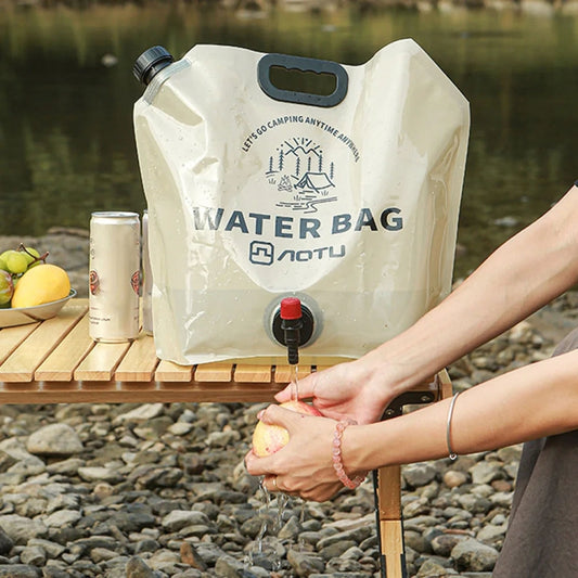 AOTU AT6667 Outdoor Large Capacity Water Bottle 9L Portable Folding Water Bottle Camping Car Drink Barrel(Khaki) by AOTU