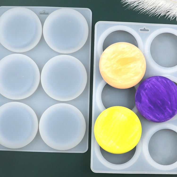 6 Grids Round Silicone Cake Molds Home DIY Handmade Soap Mould(Transparent) by bashfashion