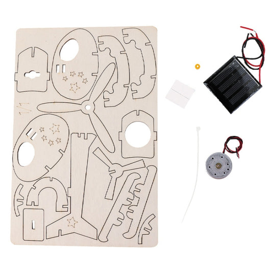 DIY Solar Helicopter Technology Small Production Children Wooden Assembled Aircraft Model by bashfashion