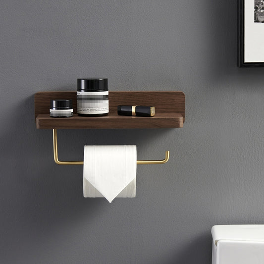 30cm Walnut Wall-Mounted Paper Towel Rack Bathroom Shelf Roll Tissue Holder by bashfashion