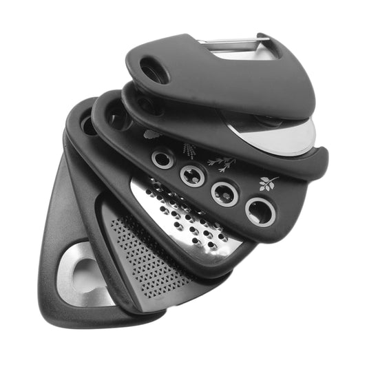 6 In 1 Stackable Kitchen Gadgets Melon Peeler Herb Chopper Garlic Grater Can Opener Pizza Cutter(Black) by bashfashion