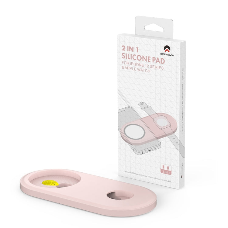 For Apple Watch / iPhone AhaStyle PT135 2 In 1 Silicone Wireless Charging Base(Pink) by AhaStyle