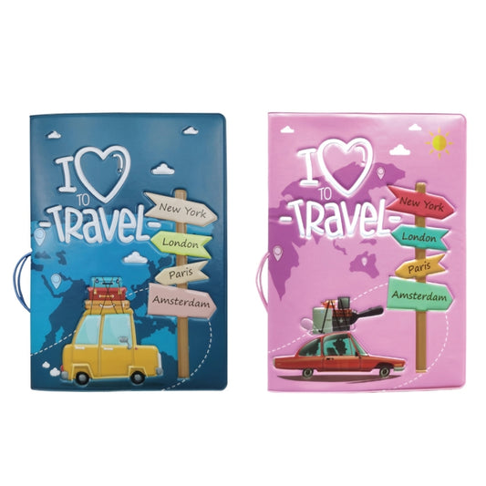 A0341 Cartoon Map Passport Cover Couple Travel Passport Holder(FCY-15) by bashfashion