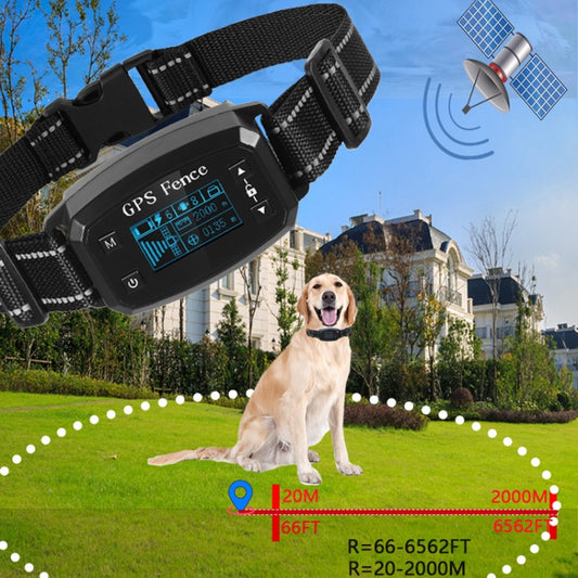 GPS Wireless Electronic Dog Fence Intelligent Automatic Stop Barker OLED Screen Dog Trainer Pet Shock Collar(Black) by bashfashion