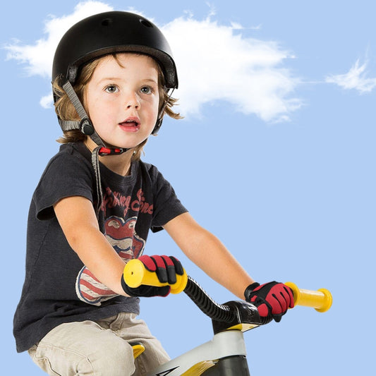 1pair Children Full Finger Breathable Anti-Fall Riding Gloves Outdoor Bicycle Protective Gloves, Size: M(Red And Black) by bashfashion