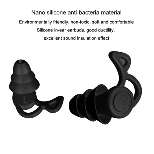 Noise Canceling Sleeping Earplugs Triple Layer Soundproofing Silicone Swimming Earplugs(Black) by bashfashion