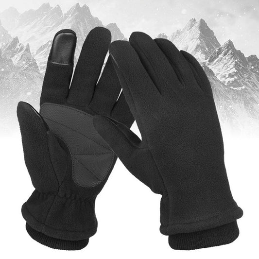 1pair Rocker Fleece Winter Warm Anti-Slip Gloves Outdoor Riding Sports Gloves, Size: L(Black) by bashfashion