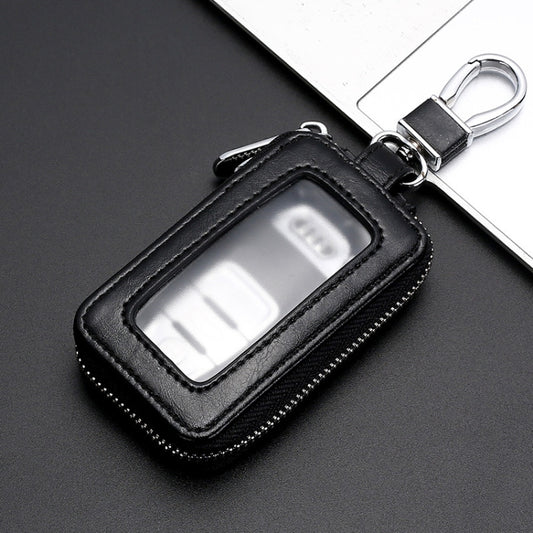Car Remote Control Universal Visible Zipper Key Case(Black) by bashfashion