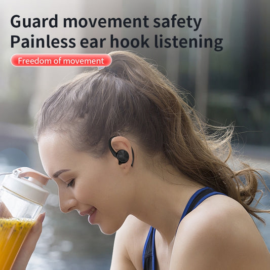 Stereo Hanging Ear Bluetooth Earphones With Digital Display Charging Compartment(White) by bashfashion