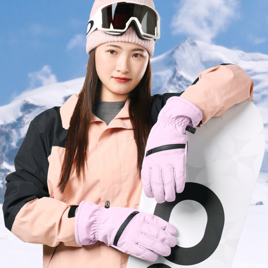 Winter Padded Ski Finger Gloves Outdoor Windproof Warm Sports Gloves, Size: S(Pink) by bashfashion