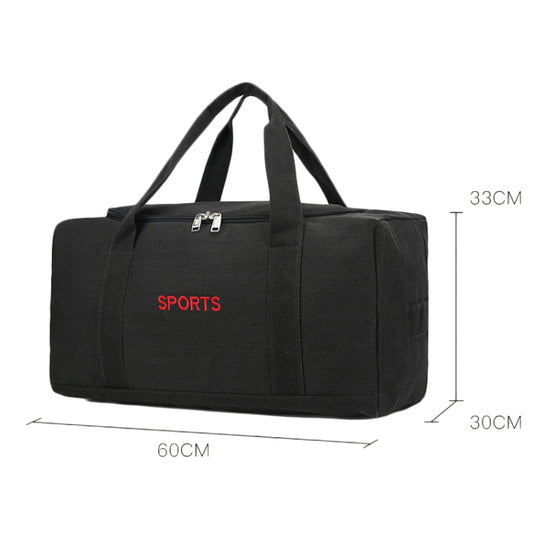 Portable Luggage Bag Canvas Large Capacity Travel Backpack Storage Moving Bag, Size: Large(Black) by bashfashion