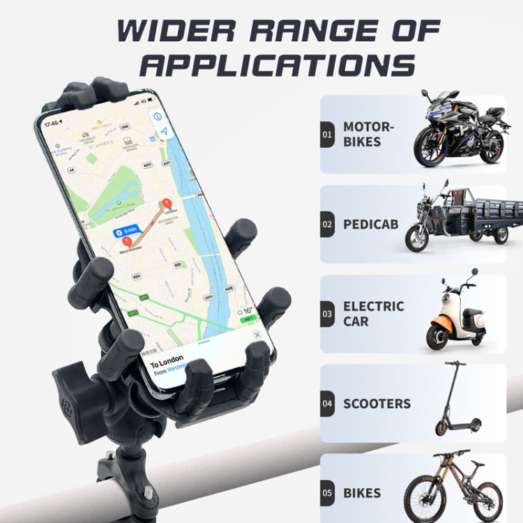 Outdoor Motorcycle Aluminum Alloy Shock-absorbing Mobile Phone Holder(Handlebar Model) by bashfashion