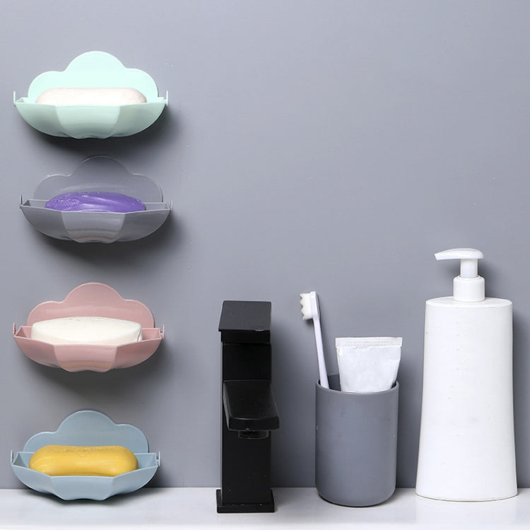 Cloud-shaped Soap Box Drain-free Wall-mounted Cute Soap Rack(Gray) by bashfashion