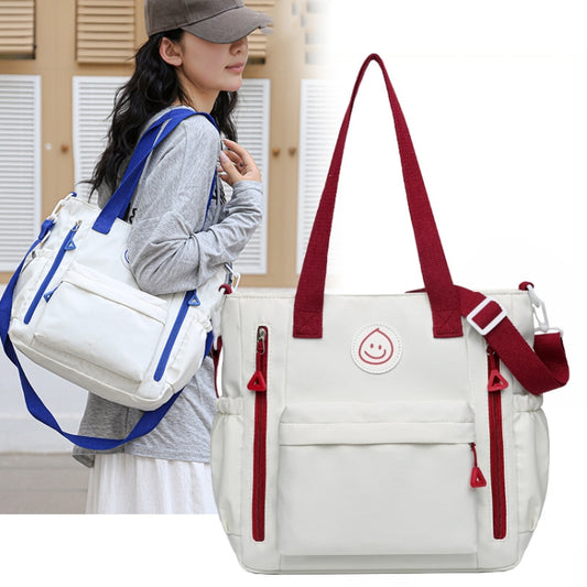 Casual Versatile Shoulder Bag Contrast Color Messenger Bag Student Handbag(Red) by bashfashion