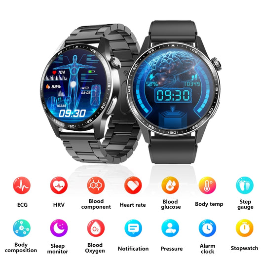 F400 1.55 Inch Screen Smart Watch Support ECG/ Blood Oxygen / Blood Sugar / 150+ Sports Mode, Color: Black Gray Silicone by bashfashion