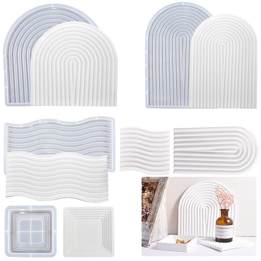 Epoxy Resin Mold Gypsum Candle Stand Arch Storage Tray Silicone Mold, Spec: U Shape Middle by bashfashion