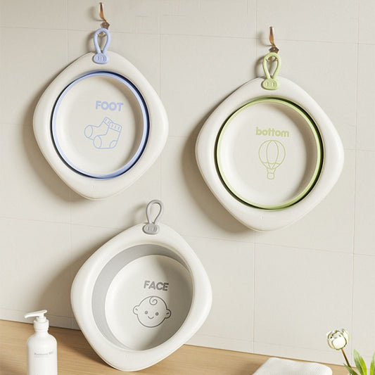 Children Folding Washbasin Newborn Baby Portable Thickened Plastic Wash Basin(Grey) by bashfashion