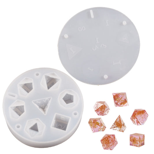 Silicone Dice Resin Molds with 7 Standard Polyhedral Stereoscopic Dice Cavities by bashfashion