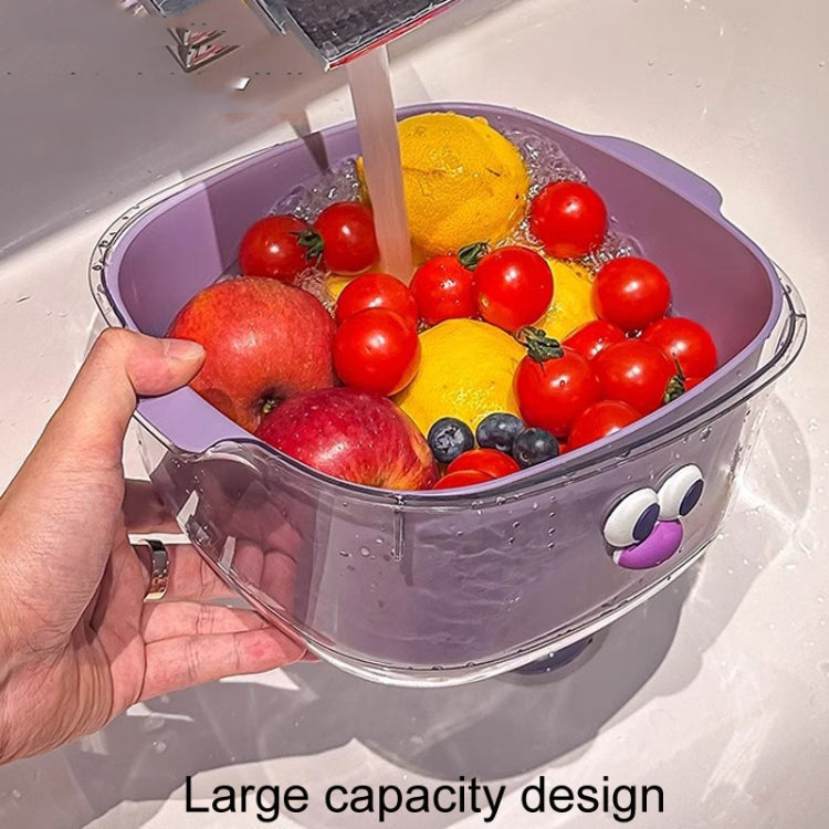 Household Dual Layer Thickened Cartoon Draining Basket Multifunctional Kitchen Dishwashing Hamper, Style: Medium Purple by bashfashion