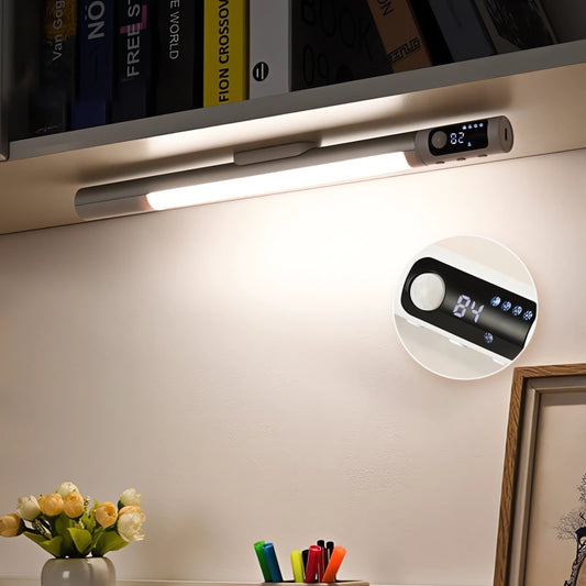 Rechargeable Under Cabinet LED Motion Sensor Night Light with Digital Display 1200mAH(Silver) by bashfashion