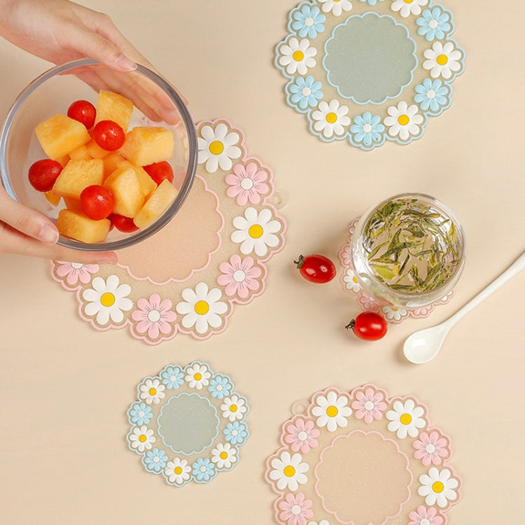 Household High Temperature Resistant Daisy Coasters Kitchen Tabletop Insulation Mat, Style: Pink Large by bashfashion