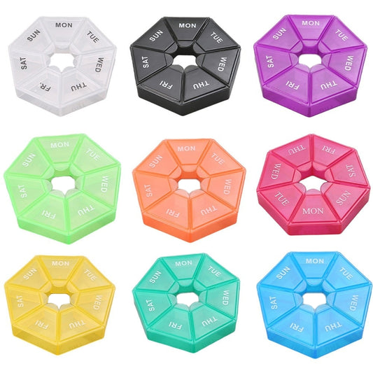 2pcs Portable Transparent Moisture-Proof Weekly 7-grids Pill Storage Box(Purple) by bashfashion