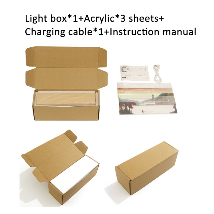 Warm Light Touch Control Wooden Acrylic Atmosphere Lightbox Decoration Painting Night Light(Beech) by bashfashion