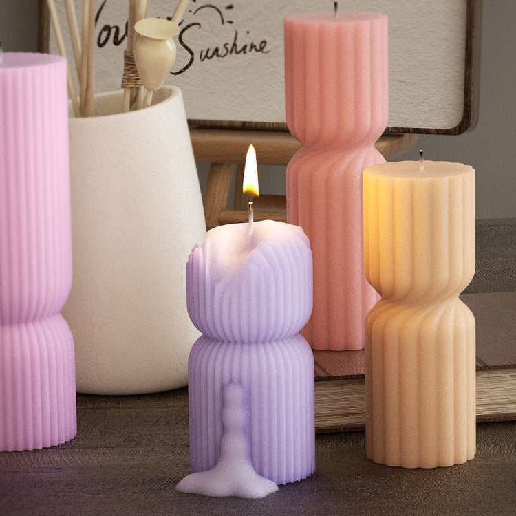 DIY Geometric Cylinder Vertical Stripe Candle Silicone Mold Resin Ornaments Mold, Spec: 001 by bashfashion