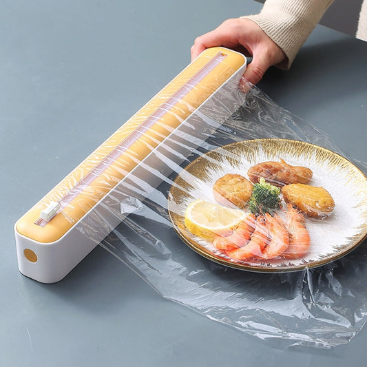 Cling Film Cutter Adjustable Storage Cutting Box, Color: Yellow White Magnetic Sticker by bashfashion